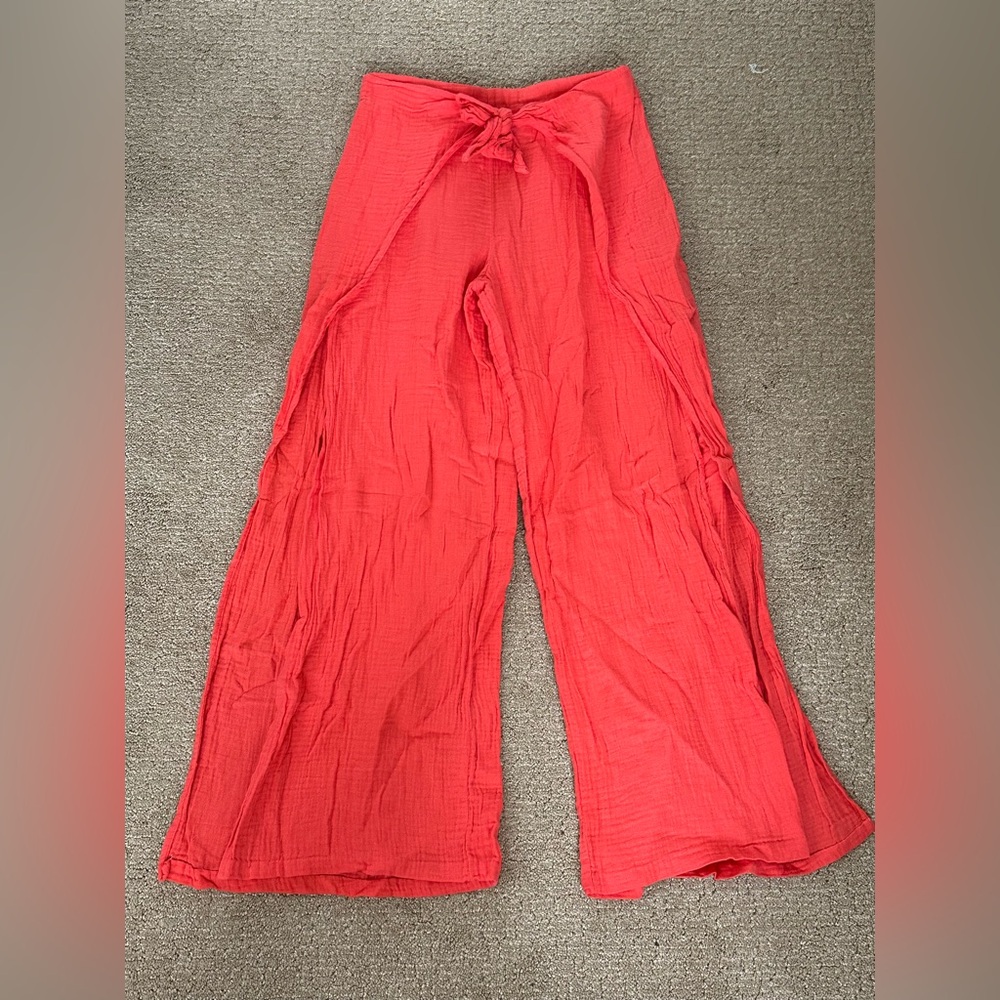 Coral Wide-Leg Pants